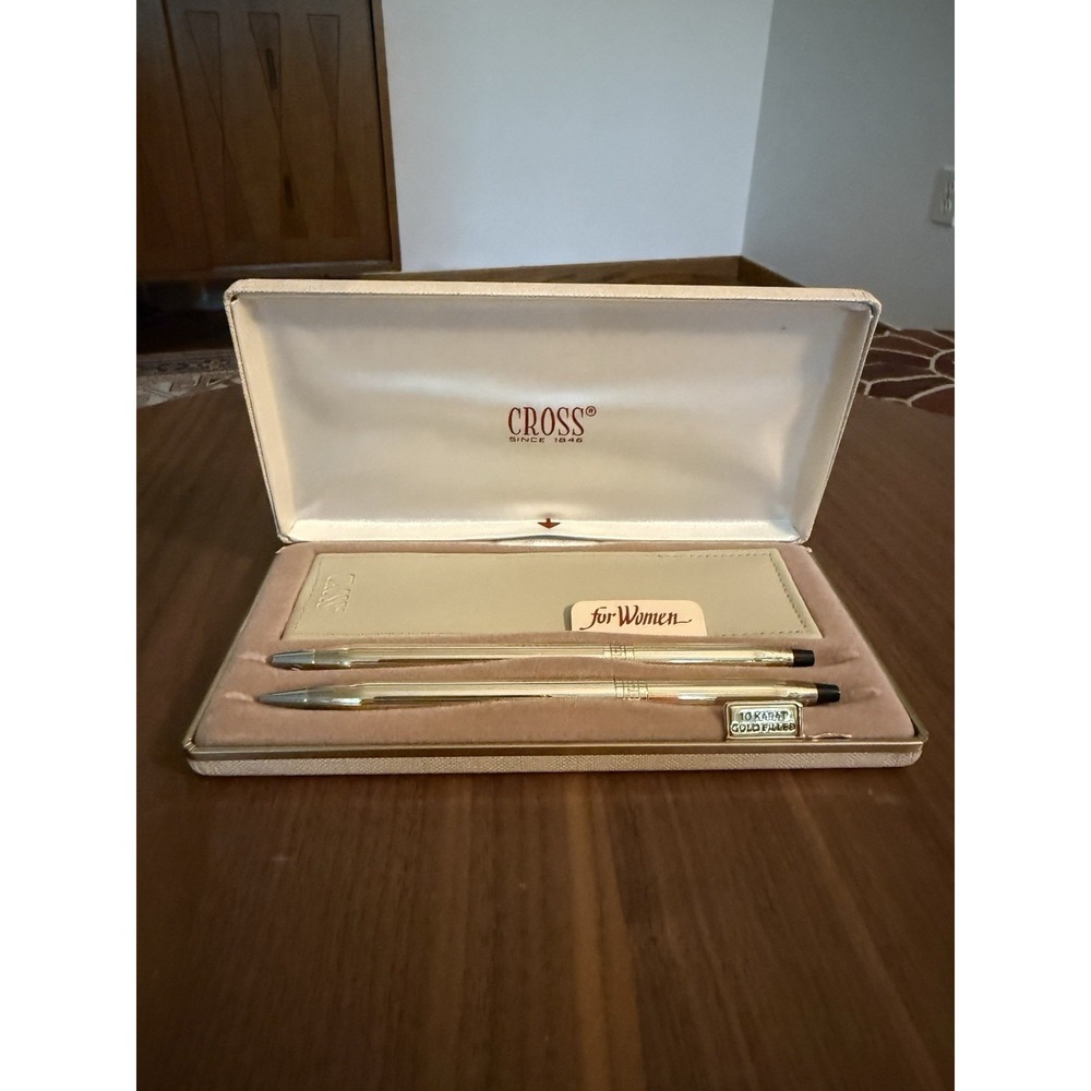 Cross For Women 1/20 10kt Gold Filled Pen & Pencil Set w/ Pouch, Case & Papers